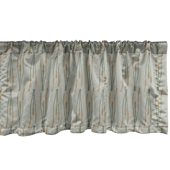Ambesonne Cattail Window Valance, Fall Autumn Bulrush Grass, 42" x 12", Pale Khaki and Sage Green