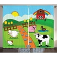 thumbnail image 1 of Ambesonne Cattle Curtains 2 Panel Set, Cartoon Farmhouse Life, 108" x 90", Multicolor, 1 of 3