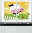 thumbnail image 1 of Ambesonne Cattle Kitchen Curtains, Happy Cartoon Cow Ranch, 55"x39", Multicolor, 1 of 2