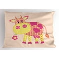 thumbnail image 1 of Ambesonne Cattle Pillow Sham, Patchwork Cow, 26" X 20", Pink Yellow Peach, 1 of 2