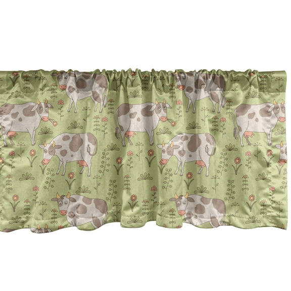 Ambesonne Cattle Window Valance, Cheerful Livestock Theme, 54" X 12", Multicolor