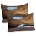 thumbnail image 1 of Ambesonne Cave Pillow Sham 2 Pack, Sea Cave Benagil Portugal, 30"x20", Sand Brown Pale Blue, 1 of 3