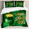thumbnail image 1 of Ambesonne Celebration Duvet Cover Sets, Irish Pot of Gold, 2-Queen, Yellow and Emerald, 1 of 7