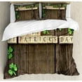 thumbnail image 1 of Ambesonne Celebration Duvet Cover Sets, Paper Shamrocks, 2-King, Umber Beige, 1 of 7