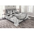 thumbnail image 1 of Ambesonne Celebration Quilted Bedspread Set 3 Pcs, Skull Face Angry, King Size, Pale Grey White, 1 of 3