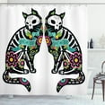 thumbnail image 1 of Ambesonne Celebration Shower Curtain, Skeleton Cats Skull, 69"Wx70"L, Turquoise White, 1 of 3