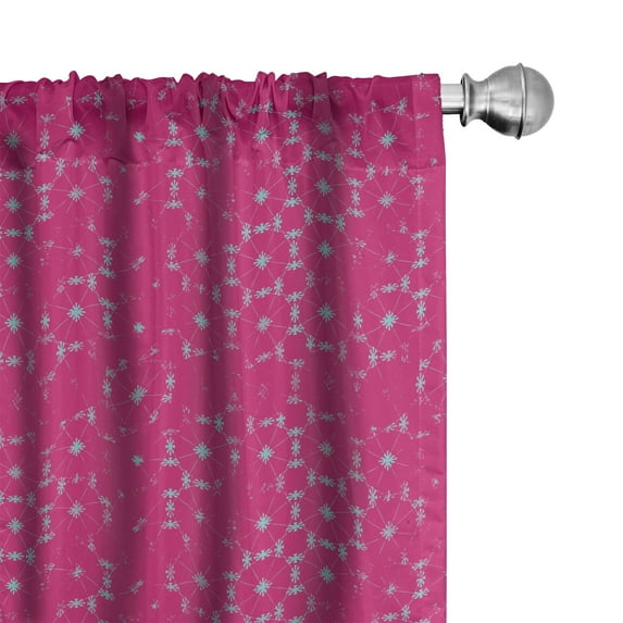 Ambesonne Celestial Curtains, Starry Night Sky Print, Pair of 28"x95", Magenta Seafoam