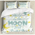 thumbnail image 1 of Ambesonne Celestial Duvet Cover Sets, Crescent Moon Planets, 2-Queen, White Pale Seafoam, 1 of 6