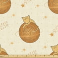 thumbnail image 1 of Ambesonne Celestial Fabric by the Yard Upholstery, Cat Sleeping on Saturn, 2 Yards, Pale Vermilion and Mustard, 1 of 1