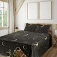 thumbnail image 1 of Ambesonne Celestial Fitted & Flat Sheet with Shams 4 Pcs Set, Outer Space Moon Orbit, Calking, Charcoal Grey Pale Yellow, 1 of 5