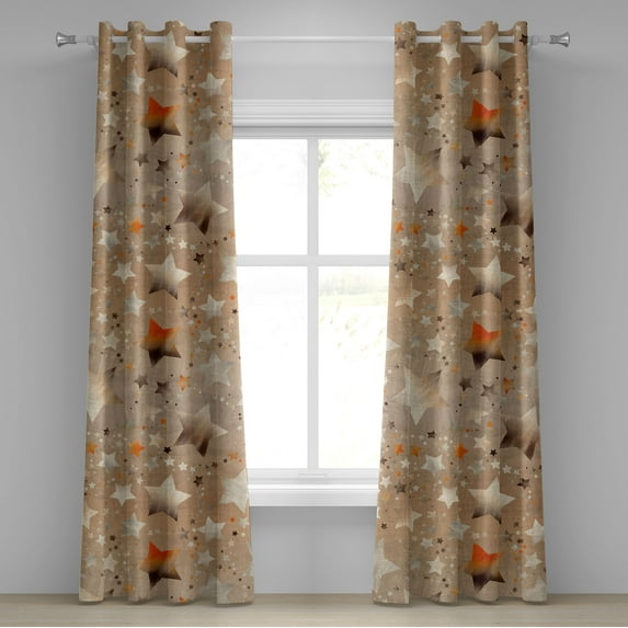 Ambesonne Celestial Grommet Curtain, Abstract Astronomy Dream, 50"x120", Pale Mustard Vermilion