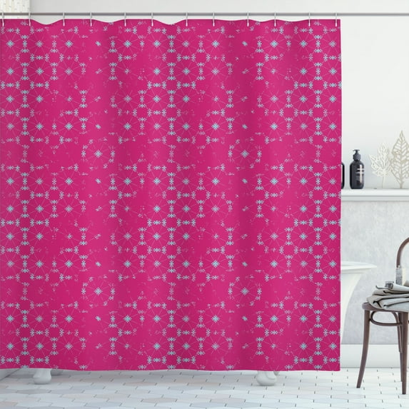 Ambesonne Celestial Shower Curtain, Starry Night Sky Print, 69"Wx84"L, Magenta Seafoam