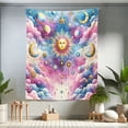 thumbnail image 1 of Ambesonne Celestial Tapestry Twin Size, Crescent Sun and Clouds, 68"x88", Blue Mustard Pale Purple, 1 of 3