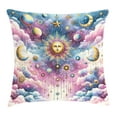 thumbnail image 1 of Ambesonne Celestial Throw Pillow Cushion Cover, Crescent Sun and Clouds, 28" X 28", Blue Mustard Pale Purple, 1 of 2