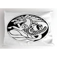 thumbnail image 1 of Ambesonne Celtic Pillow Sham, Druidic Unicorn, 26" X 20", Black and White, 1 of 2