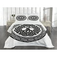 thumbnail image 1 of Ambesonne Celtic Quilted Bedspread Set 3 Pcs, Native Tree of Life Art, Queen Size, Black White, 1 of 5