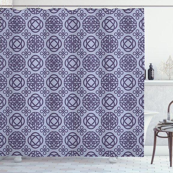 Ambesonne Celtic Shower Curtain, Retro Pattern of Boho Floral, 69"Wx70"L, Dark Indigo