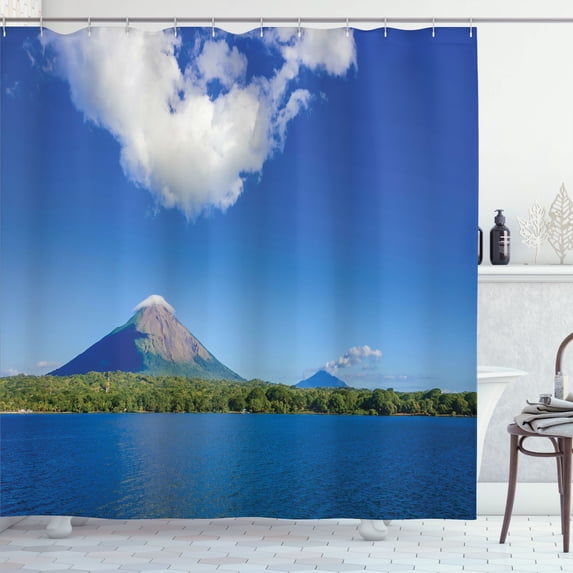 Ambesonne Central America Shower Curtain, Ometepe Island Shot, 69"Wx84"L, Multicolor