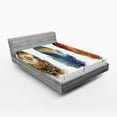 thumbnail image 1 of Ambesonne Ceremonial Fitted Sheet, Feather Tribal, Queen Size, Orange Blue, 1 of 3