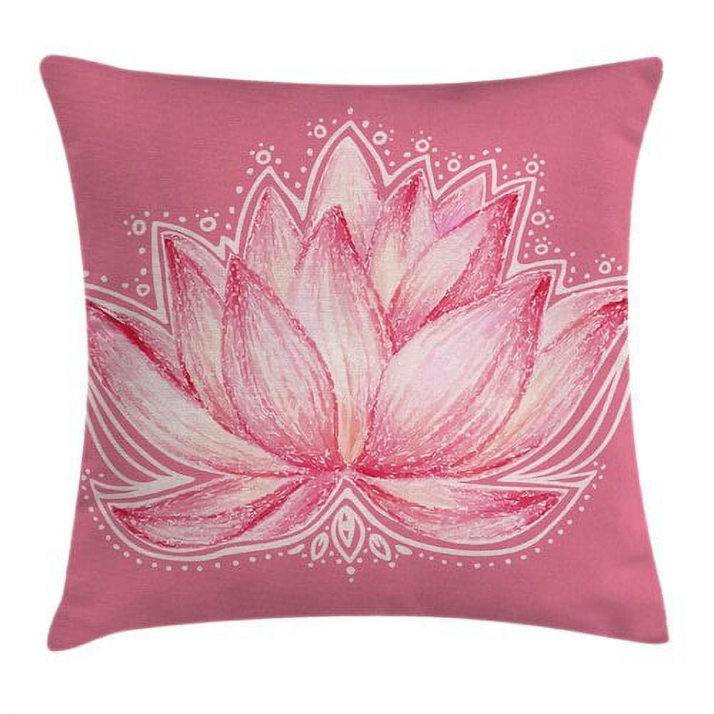 Pink Lotus Meditation Waterproof Polyester Pillow Cover