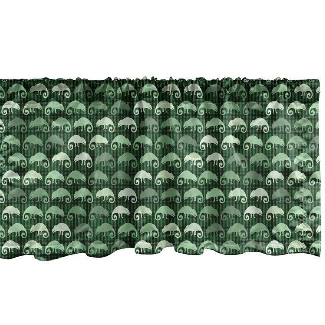 Ambesonne Chameleon Window Valance, Green Monochrome Lizards, 54" X 12", Mint Green and Emerald