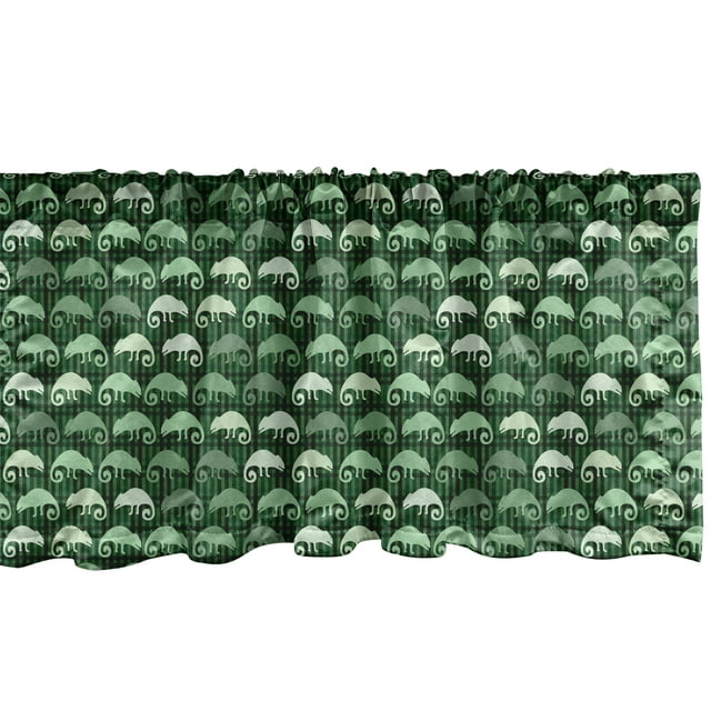 Ambesonne Chameleon Window Valance, Green Monochrome Lizards, 54" X 12", Mint Green and Emerald