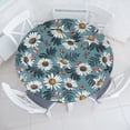 thumbnail image 1 of Ambesonne Chamomile Fitted Round Tablecloth, Daisy Flowers Vintage Art, 45"- 56" Diameter, Cadet Blue White Coral, 1 of 5