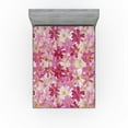 thumbnail image 1 of Ambesonne Chamomile Fitted Sheet, Neutral Daisy Pattern, King Size, Magenta Pale Peach, 1 of 5