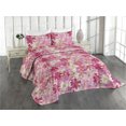 thumbnail image 1 of Ambesonne Chamomile Quilted Coverlet 3 Pcs, Neutral Daisy Pattern, King Size, Magenta Pale Peach, 1 of 4