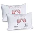 thumbnail image 1 of Ambesonne Champagne Pillow Sham 2 Pack, Glasses with Blush Drink, 36"x20", Blush and Pale Grey, 1 of 3