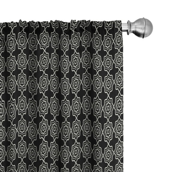 Ambesonne Charcoal Grey Window Curtains, Classy Ornate Motifs, Each 28" W x 84" L, Pale Taupe
