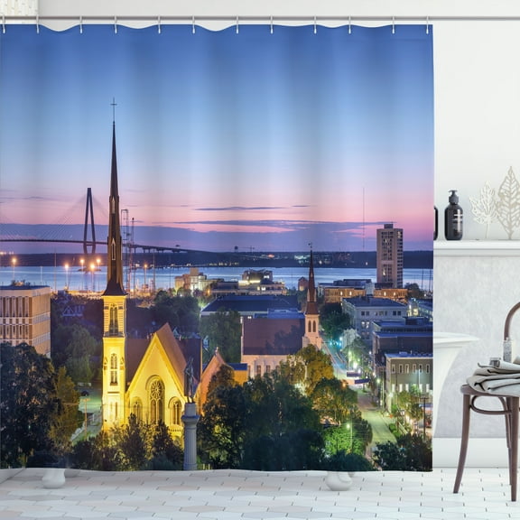 Ambesonne Charleston Shower Curtain, Famous Landmark Theme, 69"Wx70"L, Multicolor