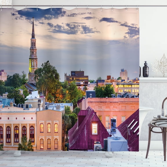 Ambesonne Charleston Shower Curtain, South Carolina Buildings, 69"Wx75"L, Multicolor