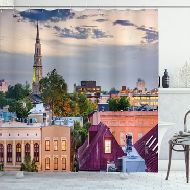Ambesonne Charleston Shower Curtain, South Carolina Buildings, 69"Wx84"L, Multicolor