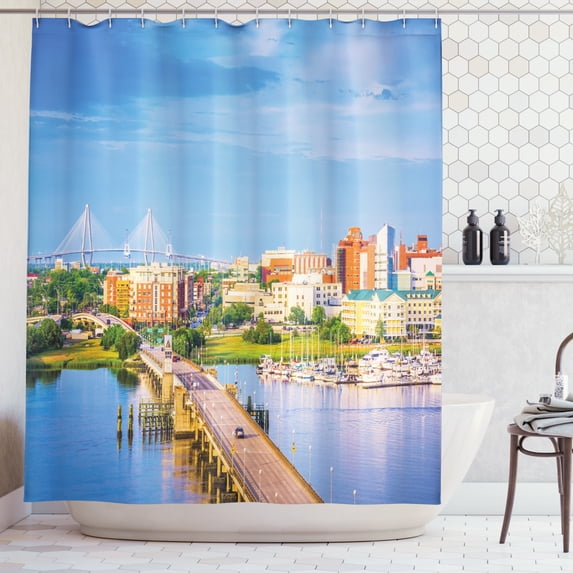 Ambesonne Charleston Shower Curtain, Spring Morning Scene, 69"Wx84"L, Multicolor
