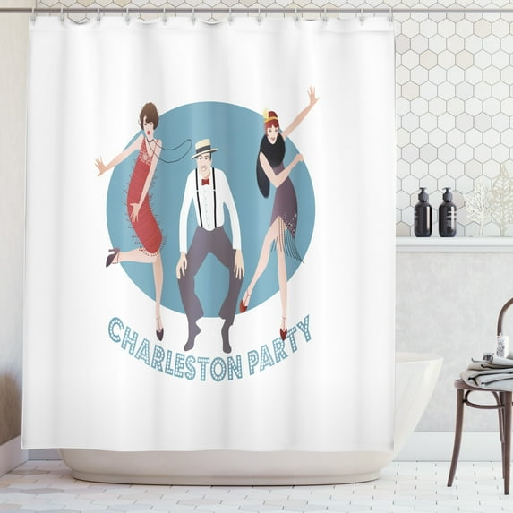 Ambesonne Charleston Shower Curtain, Vintage Dancing People, 69"Wx84"L, Multicolor