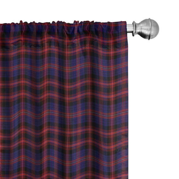 Ambesonne Checkered 4-Panel Curtains, Vibrant Folkloric, 56"x84", Royal Blue Red Black