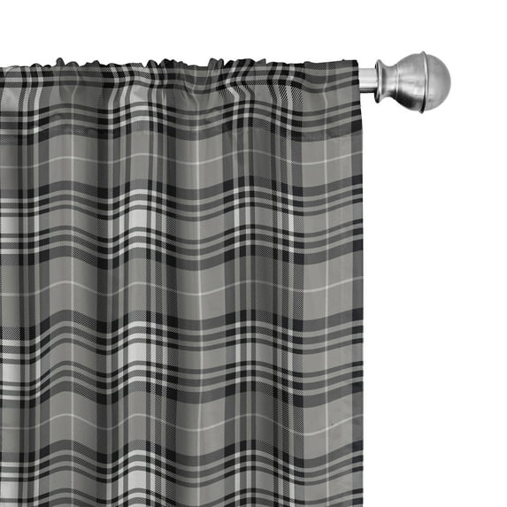 Ambesonne Checkered Curtains, Dark British Tartan, Pair of 28"x95", Seal Brown Dimgray