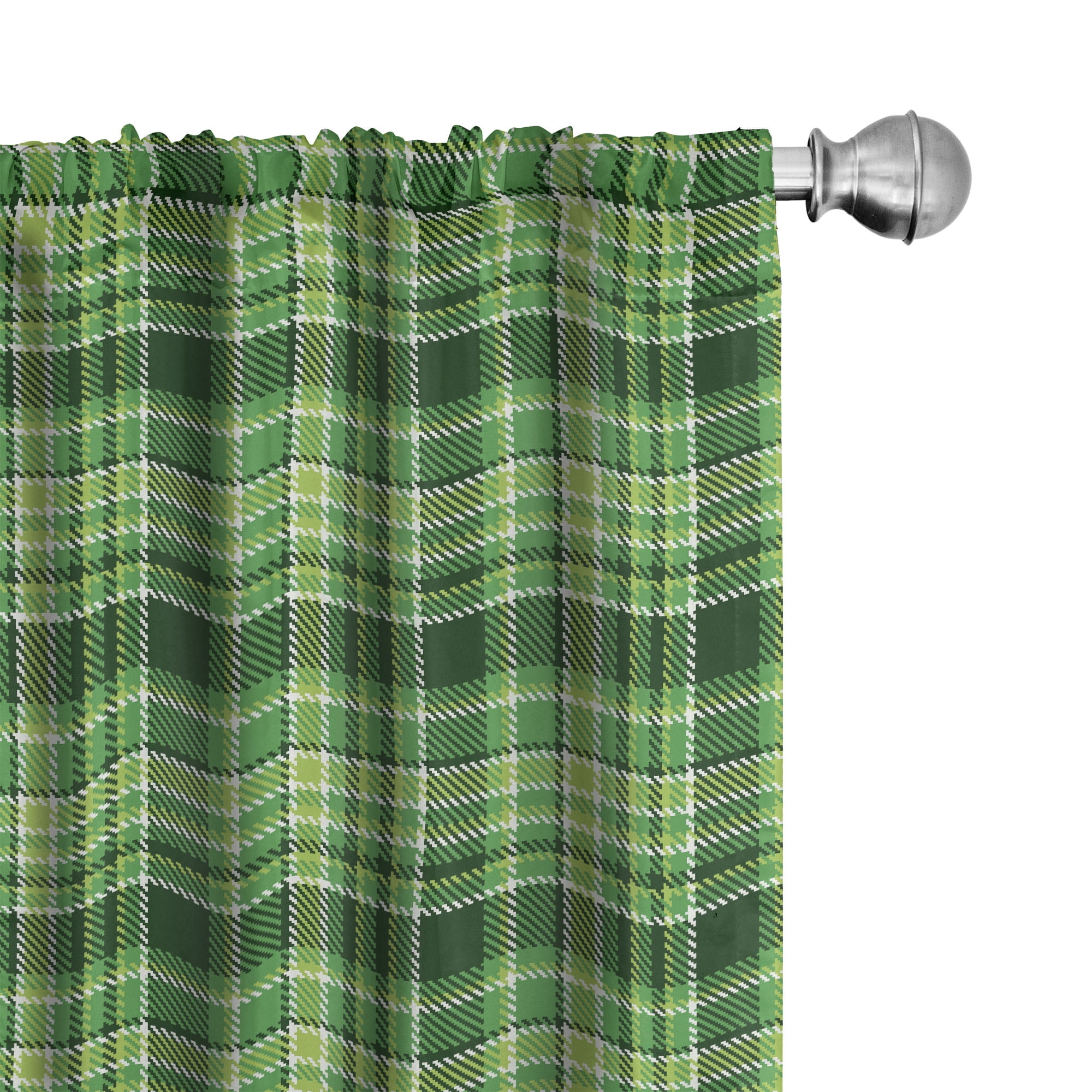 Ambesonne Checkered Curtains, Irish Mosaic Green, Pair of 28"x84