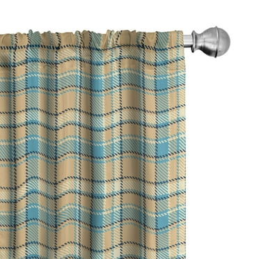 Ambesonne Checkered Curtains, Old Celtic Fashion, Pair of 28"x63", Cream Pale Blue