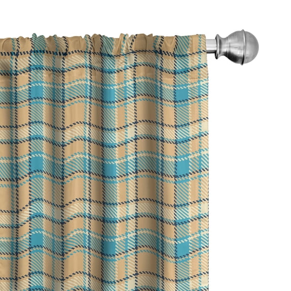 Ambesonne Checkered Curtains, Old Celtic Fashion, Pair of 28"x95", Cream Pale Blue