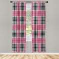 thumbnail image 1 of Ambesonne Checkered Curtains, Plaid Tartan English Tile, Pair of 28"x95", Pink Eggshell, 1 of 2