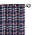thumbnail image 1 of Ambesonne Checkered Curtains, Retro Plaid Mosaic, Pair of 28"x95", Dark Coral Pale Blue, 1 of 5