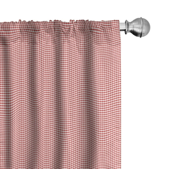 Ambesonne Checkered Curtains, Traditional Gingham, Pair of 28"x63", Coral White