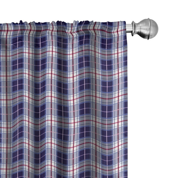 Ambesonne Checkered Curtains, Vibrant Classical, Pair of 28"x63", Maroon Royal Blue White