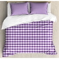 thumbnail image 1 of Ambesonne Checkered Duvet Cover Sets, Gingham Vintage Style, 2-Queen, Purple White, 1 of 7