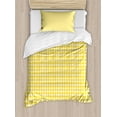 thumbnail image 1 of Ambesonne Checkered Duvet Cover Sets, Retro English Yellow, 2-Twin, Yellow White, 1 of 4