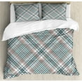 thumbnail image 1 of Ambesonne Checkered Duvet Cover Sets, Traditional Plaid, 2-Queen, Grey Pale Blue Pale Pink, 1 of 7