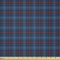 thumbnail image 1 of Ambesonne Checkered Fabric by the Yard Microfiber, Thin Lines in Blue, 2 Yards, Blue Navy Blue Red, 1 of 2