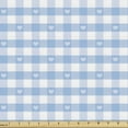thumbnail image 1 of Ambesonne Checkered Fabric by the Yard Upholstery, Gingham with Hearts, 3 Yards, Pale Blue White, 1 of 4